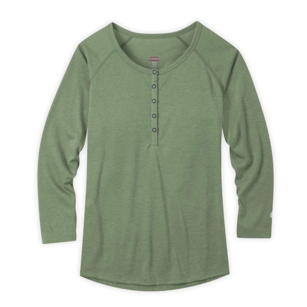 Stio Divide Henley Brush Green Heather 3/4 Sleeve Top